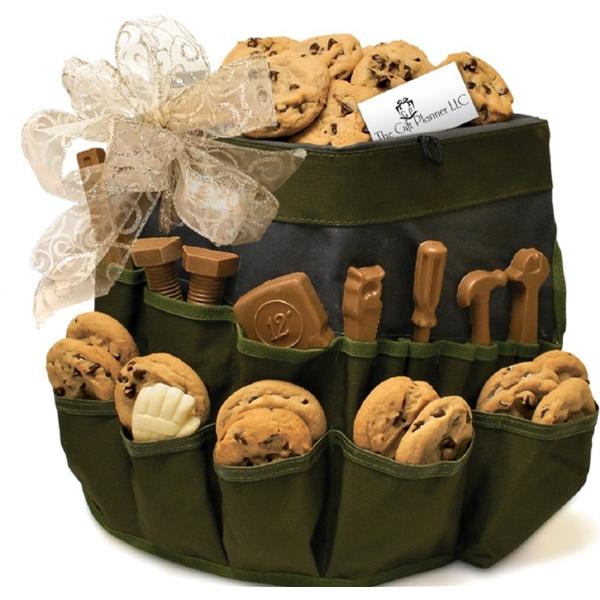 Bucket Bag Deluxe can be customized with your logo. Filled with 60 delicious soft and chewy cookies and a variety of 20 chocolate themed tools of your choice to represent your company and industry. 
